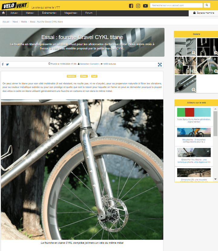 La presse en parle - TEST FOURCHE DE GRAVEL TITANE