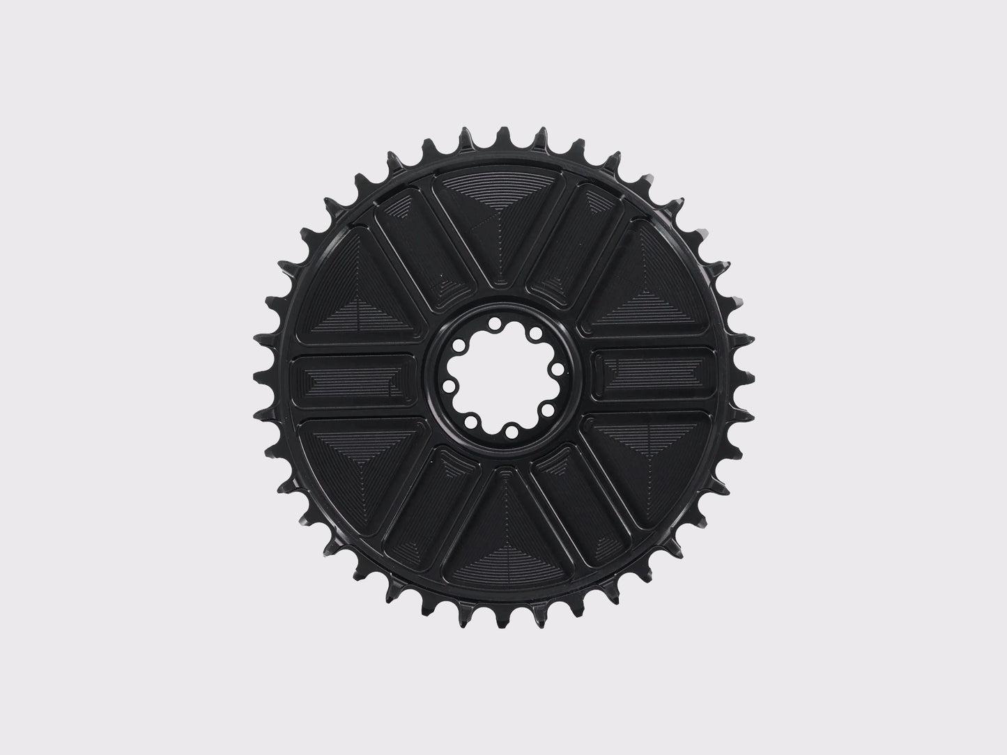 Face interne du plateau Stone Aero 52T noir pour SRAM Direct Mount 8 vis, structure usinée CNC en étoile pour rigidité, dents narrow-wide. (Noir)