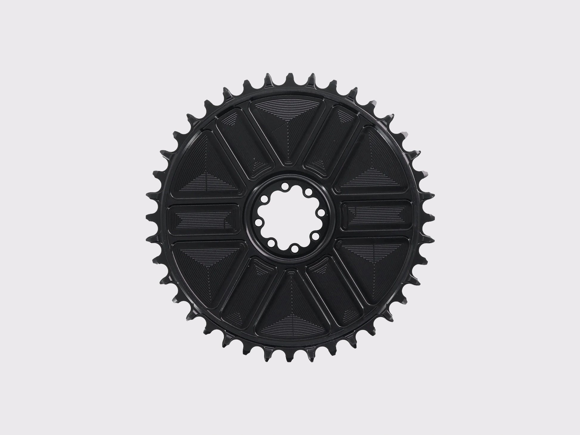 Face interne du plateau Stone Aero 52T noir pour SRAM Direct Mount 8 vis, structure usinée CNC en étoile pour rigidité, dents narrow-wide. (Noir)
