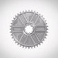 Face interne texturée du plateau Stone Aero 52T argent chrome pour SRAM Direct Mount 8 vis, montage 8 boulons, structure usinée CNC. (Argent)