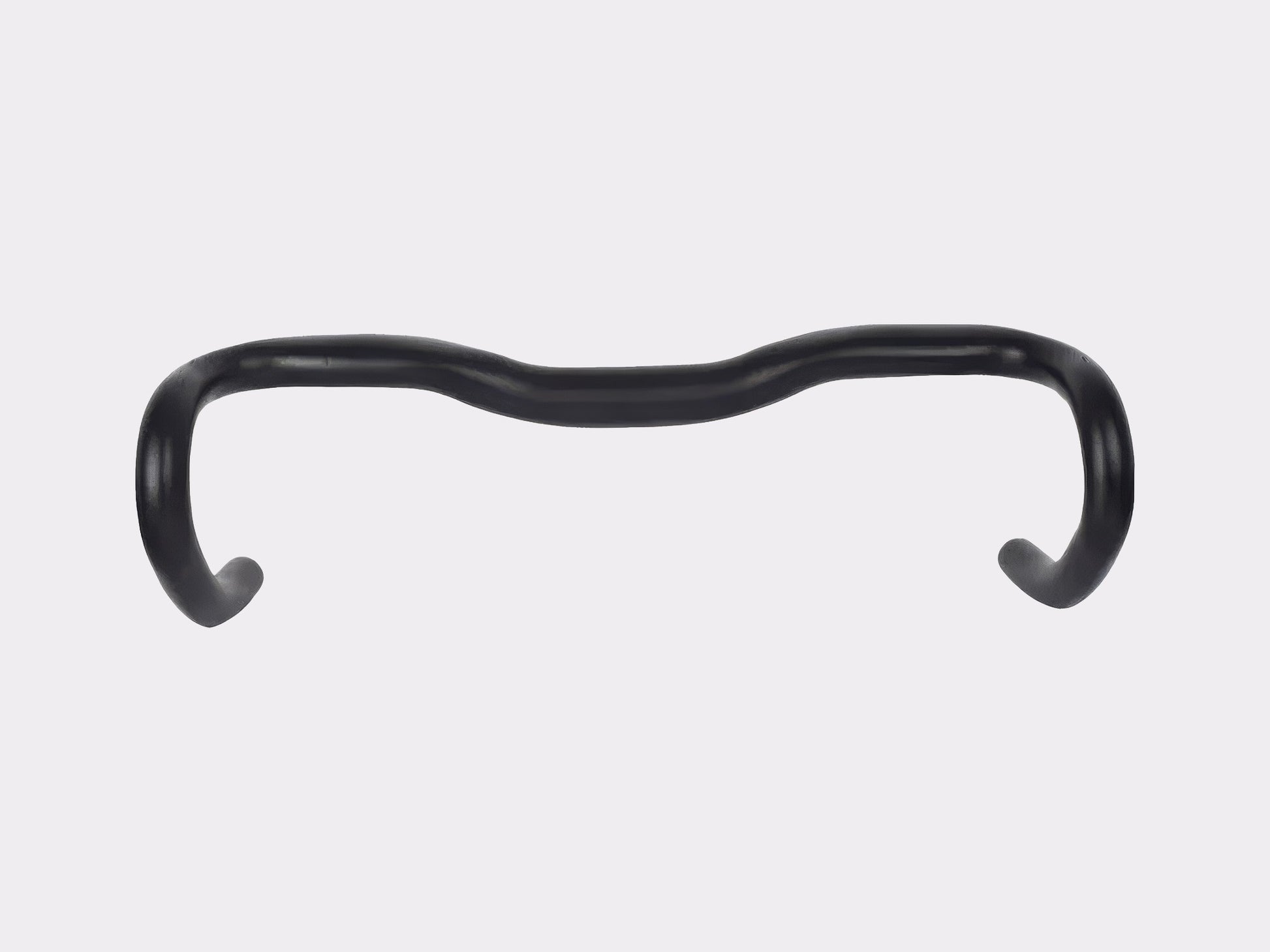 Vue frontale du cintre gravel aluminium 420 mm montrant la symétrie parfaite et l'évasement des drops pour la stabilité directionnelle.