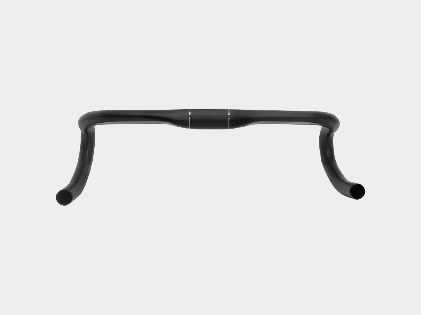 Vue frontale du guidon route aluminium exposant le flare de 5 mm et l'alignement symétrique des drops.