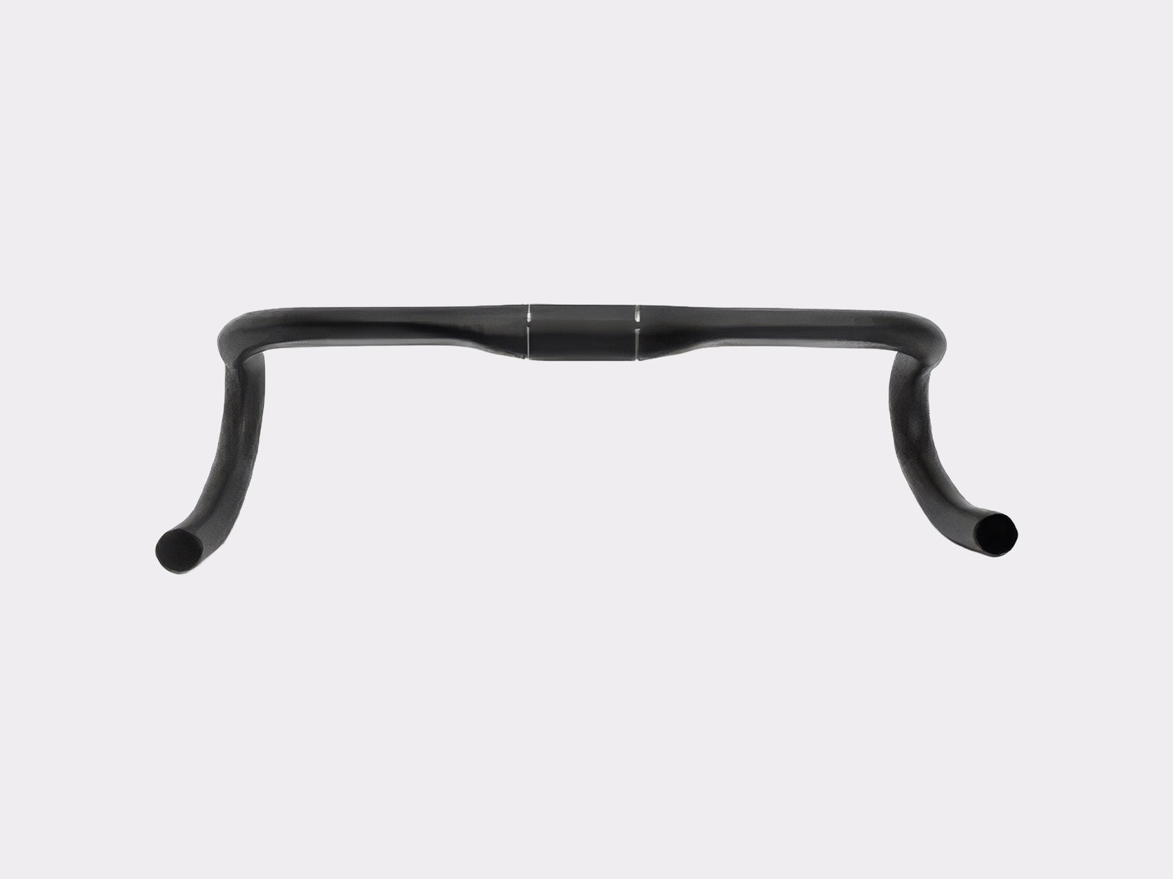 Vue frontale du guidon route aluminium exposant le flare de 5 mm et l'alignement symétrique des drops.