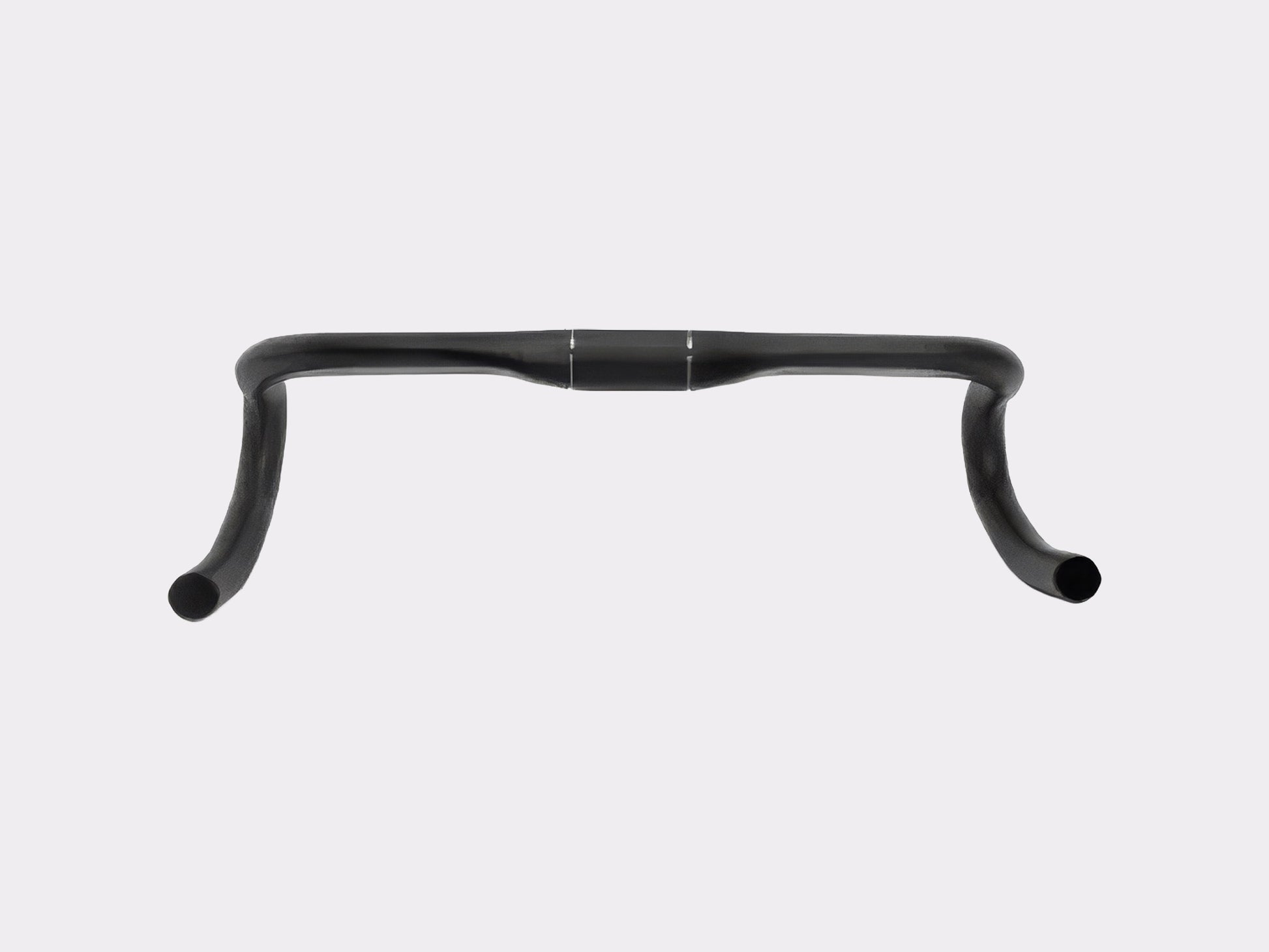 Vue frontale du guidon route aluminium exposant le flare de 5 mm et l'alignement symétrique des drops.