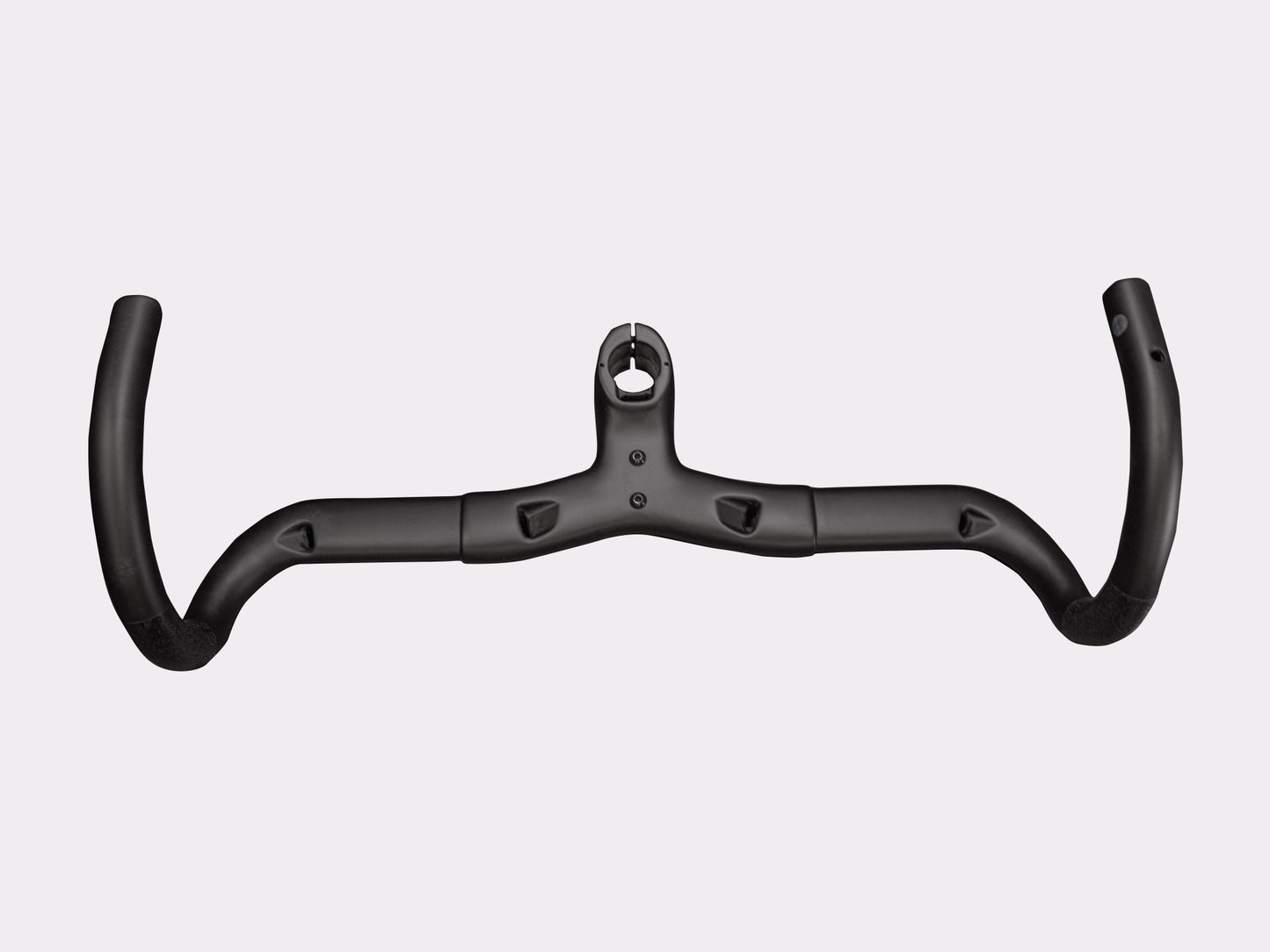 Cockpit gravel carbone CYKL G01, vue de dessous exposant les orifices de routage interne des gaines et le serrage pivot.