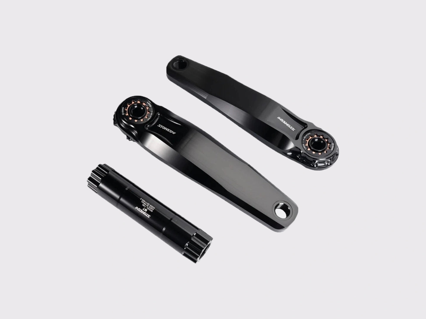 Kit manivelles Stone aluminium CNC noires démontées avec axe SRAM DUB 29 mm et interface de fixation Direct Mount 8 vis. (Noir)