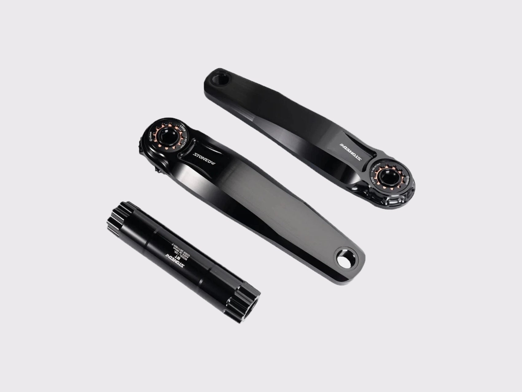 Kit manivelles Stone aluminium CNC noires démontées avec axe SRAM DUB 29 mm et interface de fixation Direct Mount 8 vis. (Noir)
