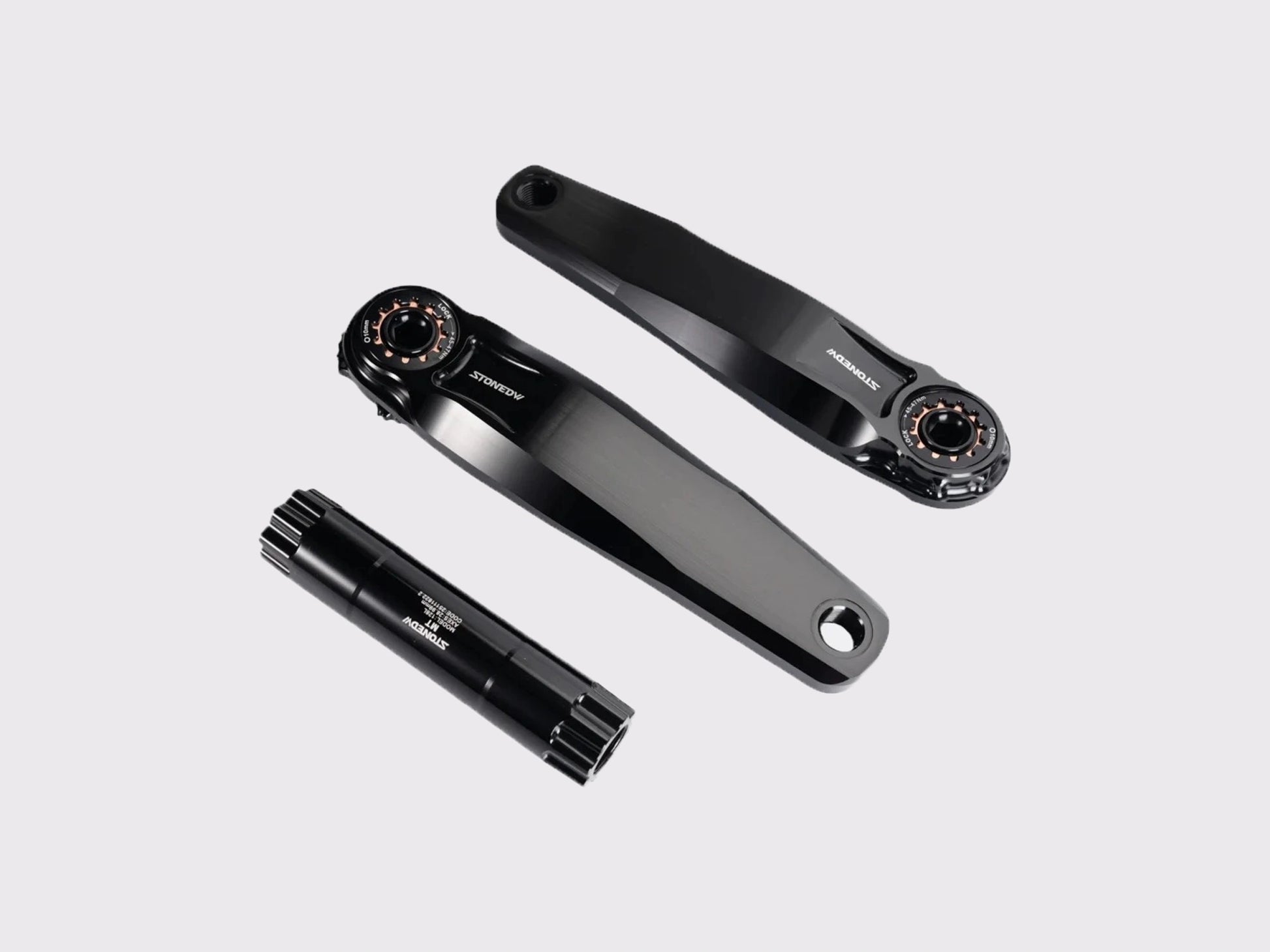 Kit manivelles Stone aluminium CNC noires démontées avec axe SRAM DUB 29 mm et interface de fixation Direct Mount 8 vis. (Noir)