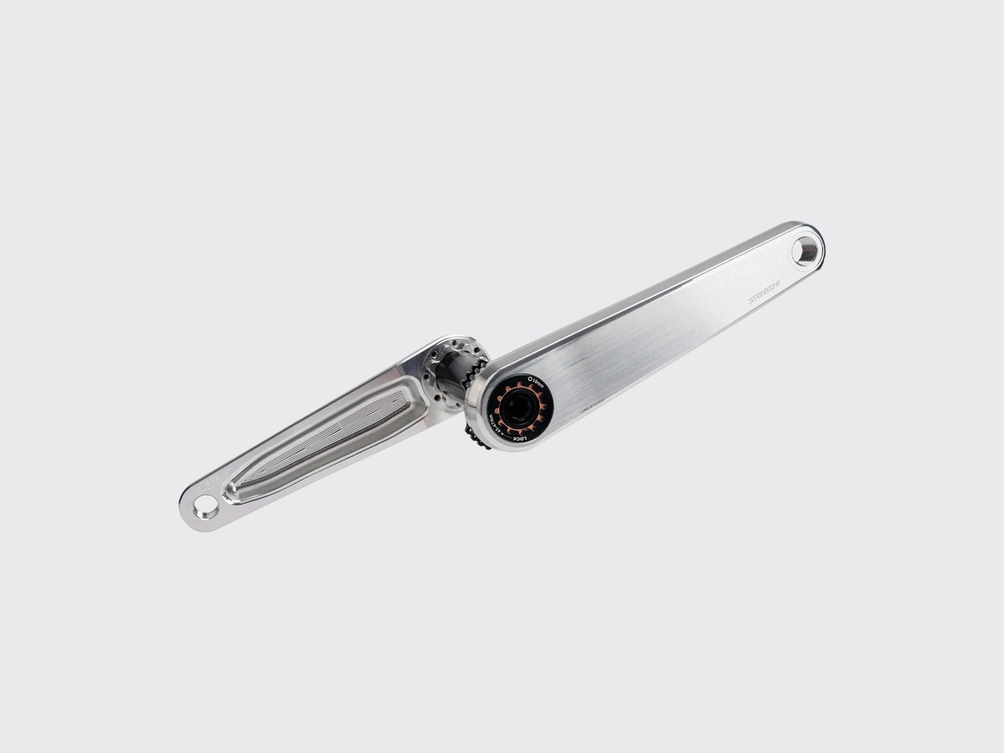 Pédalier complet Stone STONE en aluminium brut brossé avec axe DUB et empreinte de serrage à 8 vis