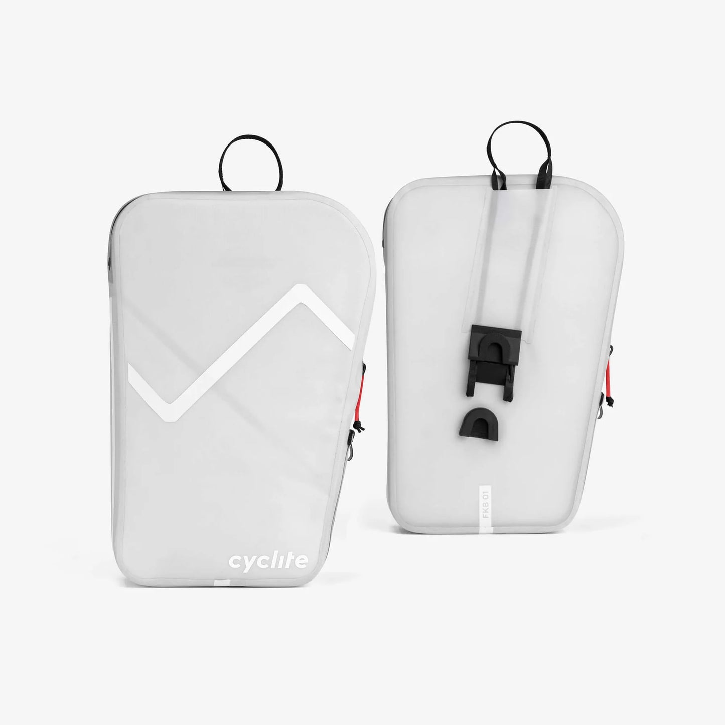 Paire de sacoches de fourche Cyclite Fork Bag 01 blanches avec système de fixation rapide intégré (Blanc)