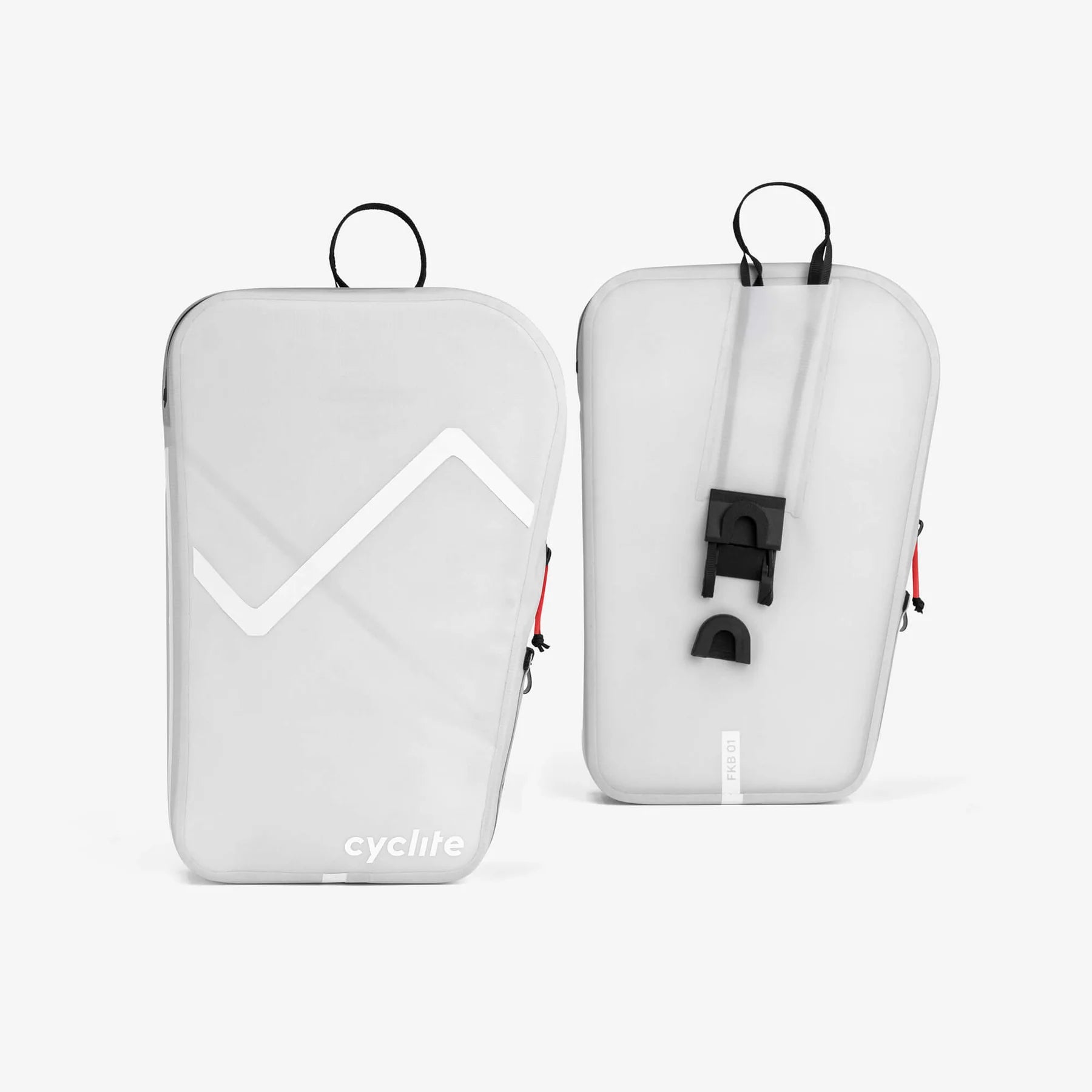 Paire de sacoches de fourche Cyclite Fork Bag 01 blanches avec système de fixation rapide intégré (Blanc)