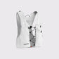 Veste hydratation cyclisme Cyclite Hydration Vest 01 blanc vue de face avec sangles pectorales et poches bretelles.