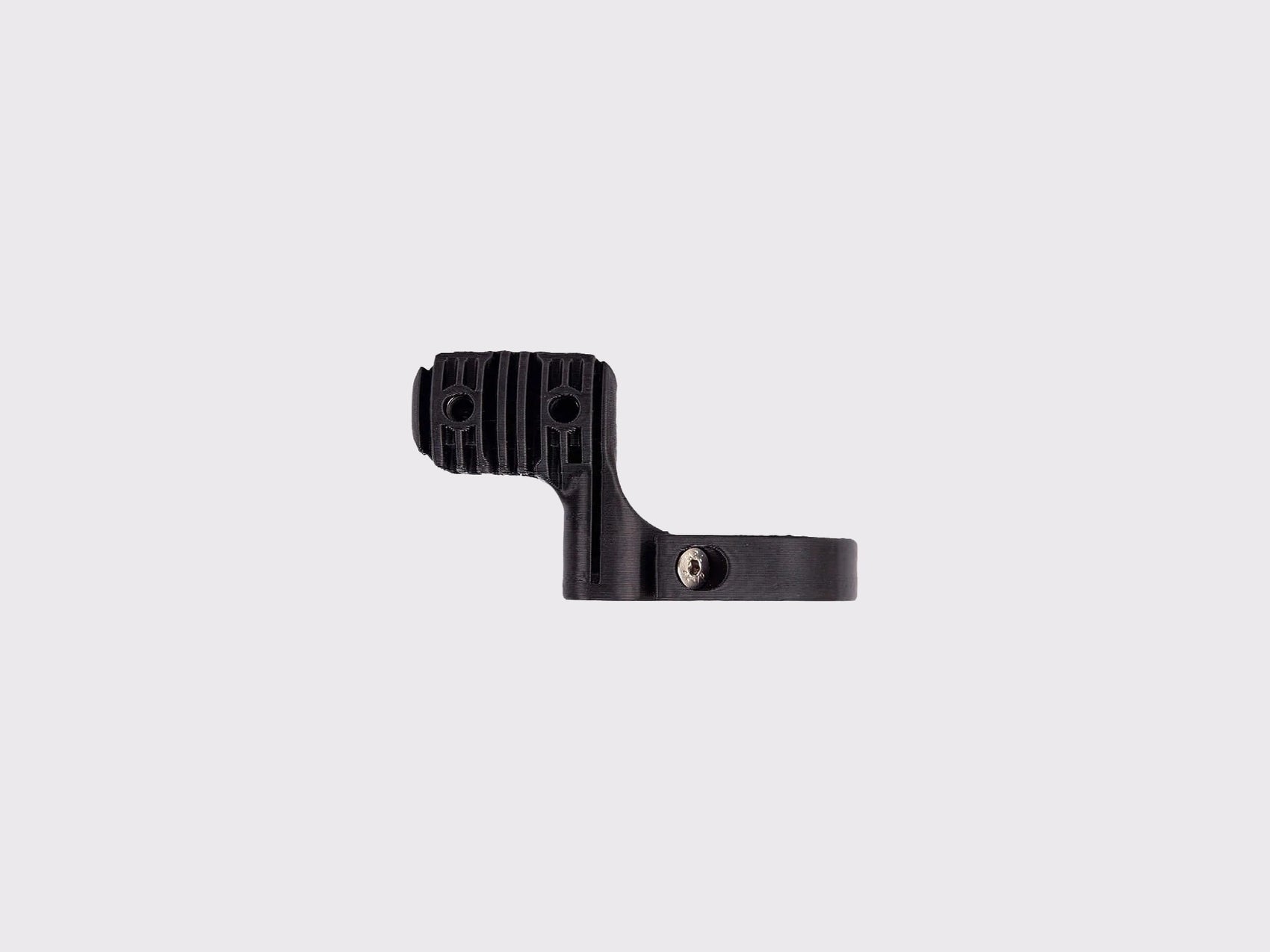 Support sacoche de guidon Cyclite Nano Handle Bar Mount 01, vue de dessus isolée illustrant la vis de serrage en acier inoxydable et la plateforme d'ancrage déportée.