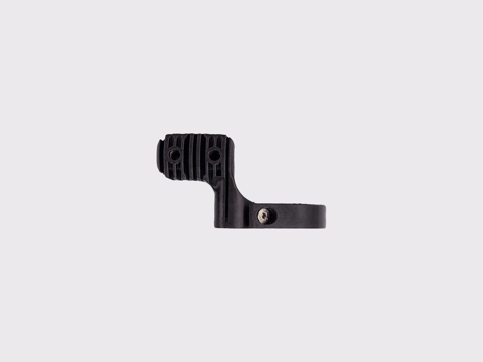 Support sacoche de guidon Cyclite Nano Handle Bar Mount 01, vue de dessus isolée illustrant la vis de serrage en acier inoxydable et la plateforme d'ancrage déportée.