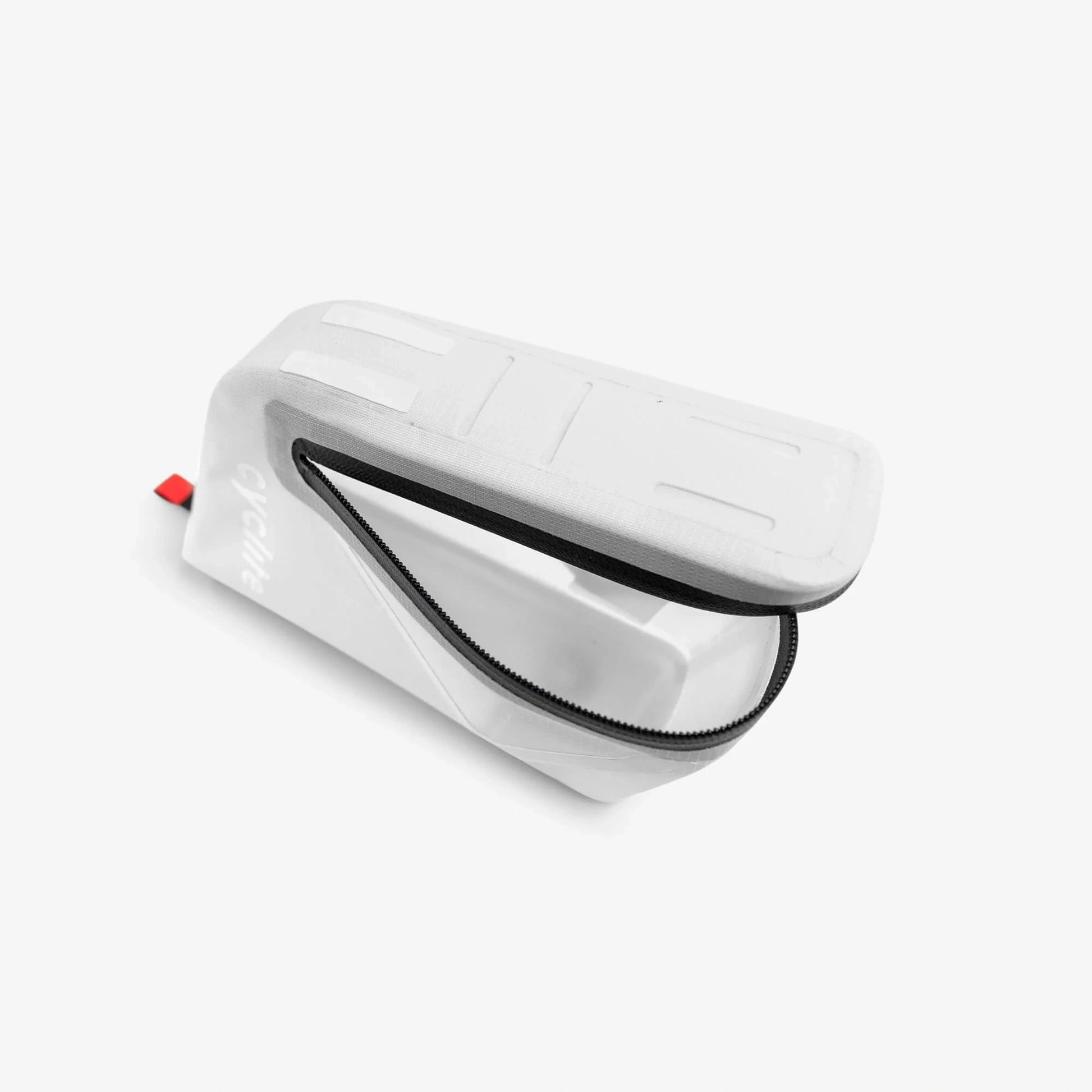 Sacoche de selle velo etanche Cyclite Saddle Bag Nano 01 blanche zip ouvert vue de dessus (Blanc)