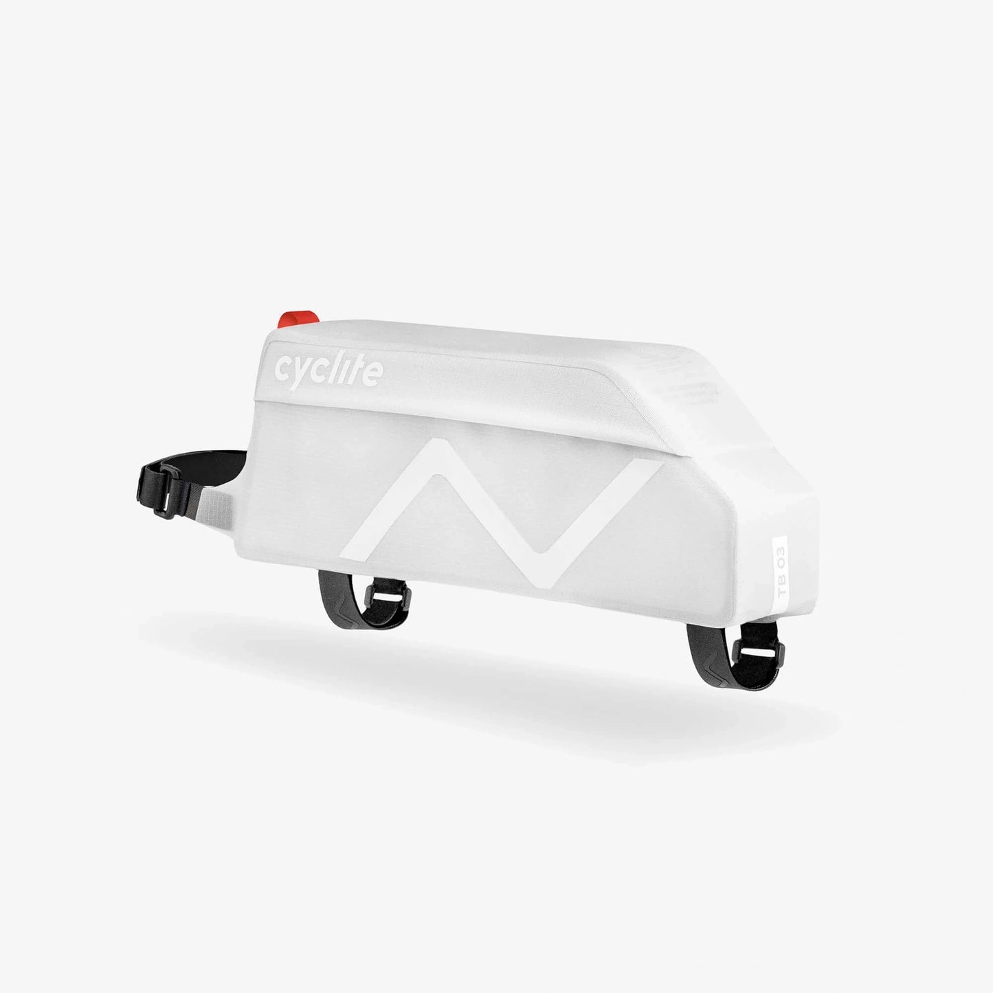 Sacoche de tube supérieur ultralégère Cyclite Top Tube Bag 03 grise avec sangles auto-agrippantes (Blanc)