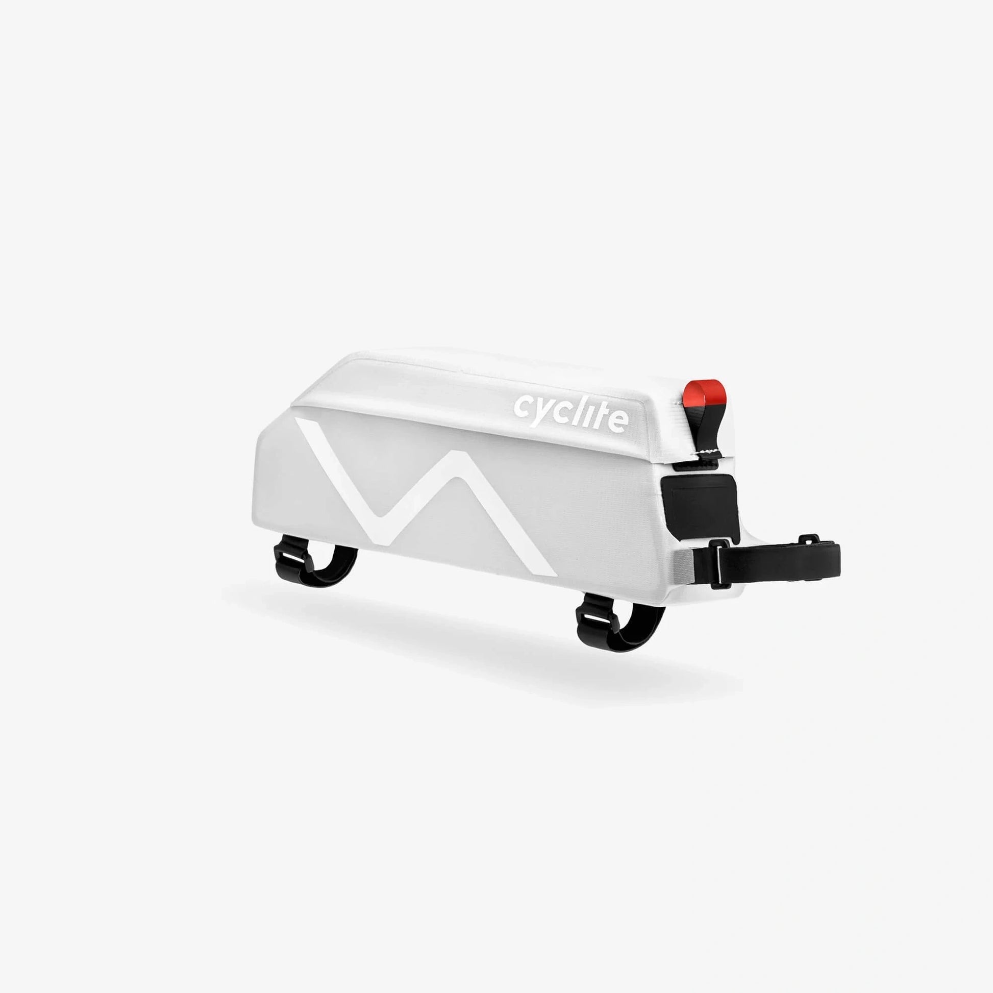Sacoche de cadre bikepacking Cyclite Top Tube Bag 03 grise claire vue de trois quarts (Blanc)