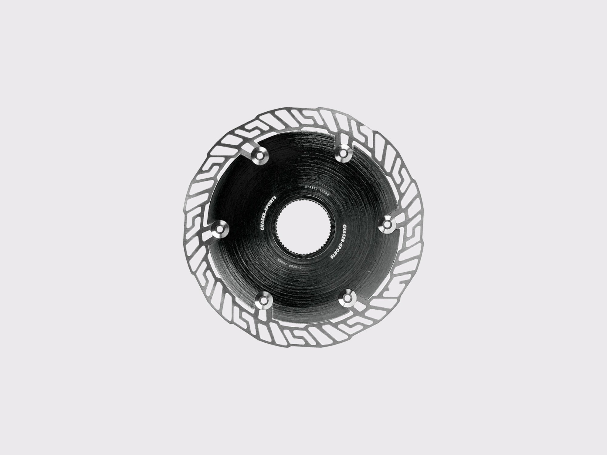 Disque de frein CHASER 0-AERO 160mm. Noyau aérodynamique en aluminium 7075 T6 noir et piste en acier inoxydable SUS420. Interface Centerlock. (Noir)