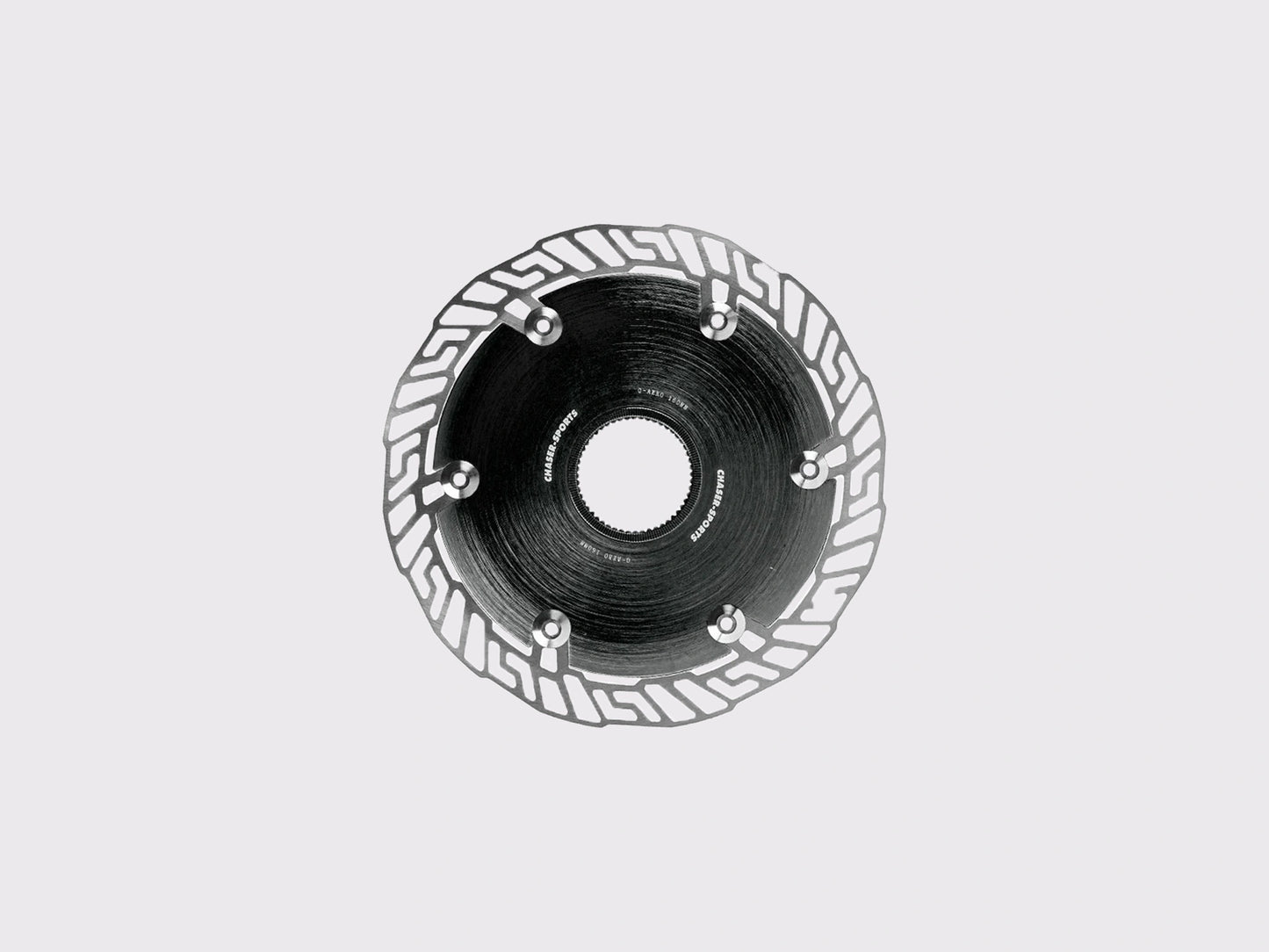 Disque de frein CHASER 0-AERO 160mm. Noyau aérodynamique en aluminium 7075 T6 noir et piste en acier inoxydable SUS420. Interface Centerlock. (Noir)