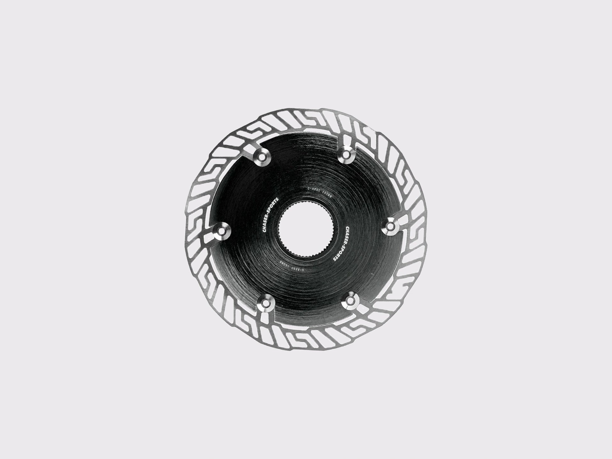 Disque de frein CHASER 0-AERO 160mm. Noyau aérodynamique en aluminium 7075 T6 noir et piste en acier inoxydable SUS420. Interface Centerlock. (Noir)