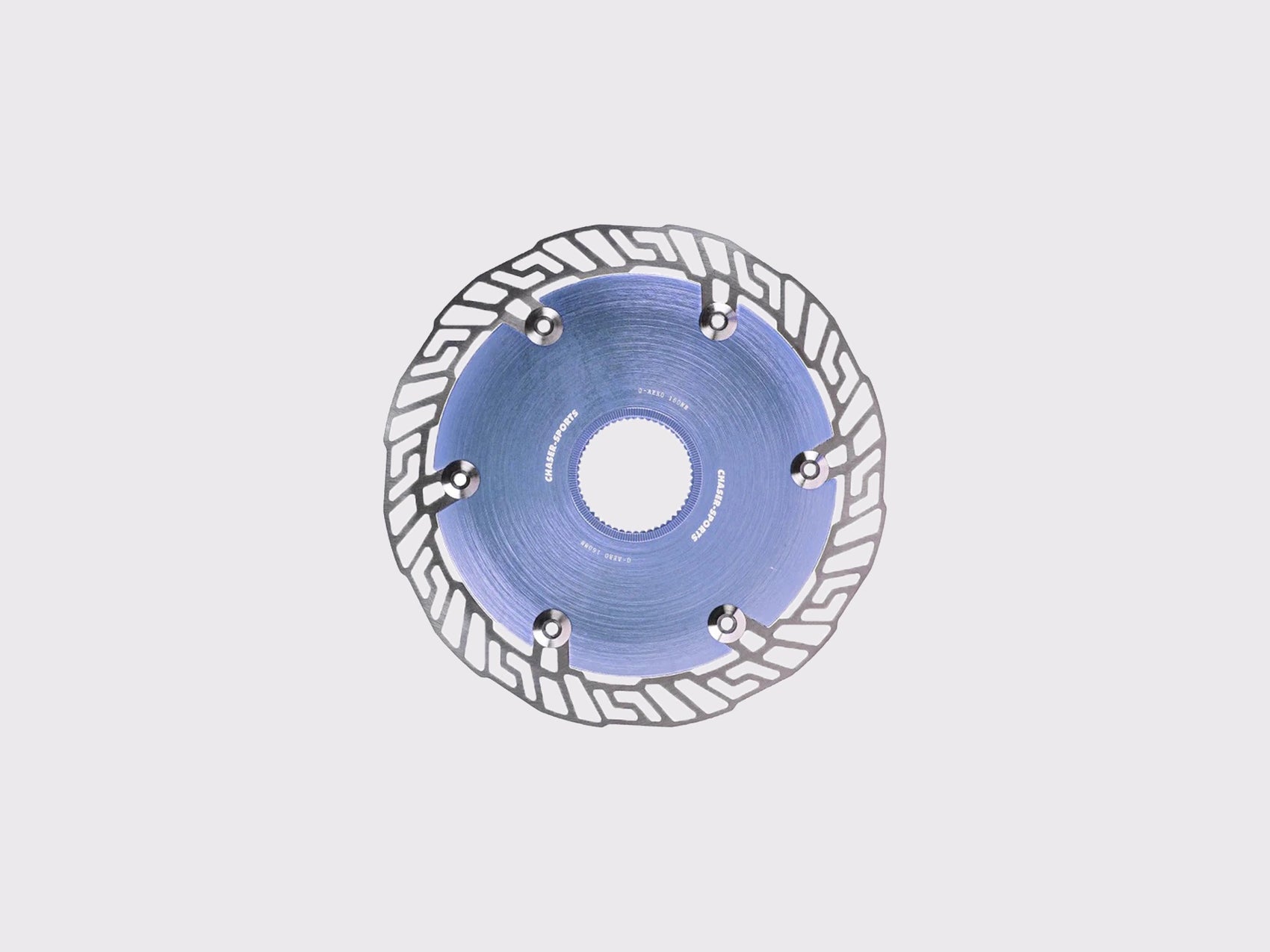Disque de frein CHASER 0-AERO 160mm. Noyau aérodynamique en aluminium 7075 T6 bleu et piste en acier inoxydable SUS420. Interface Centerlock. (Bleu)