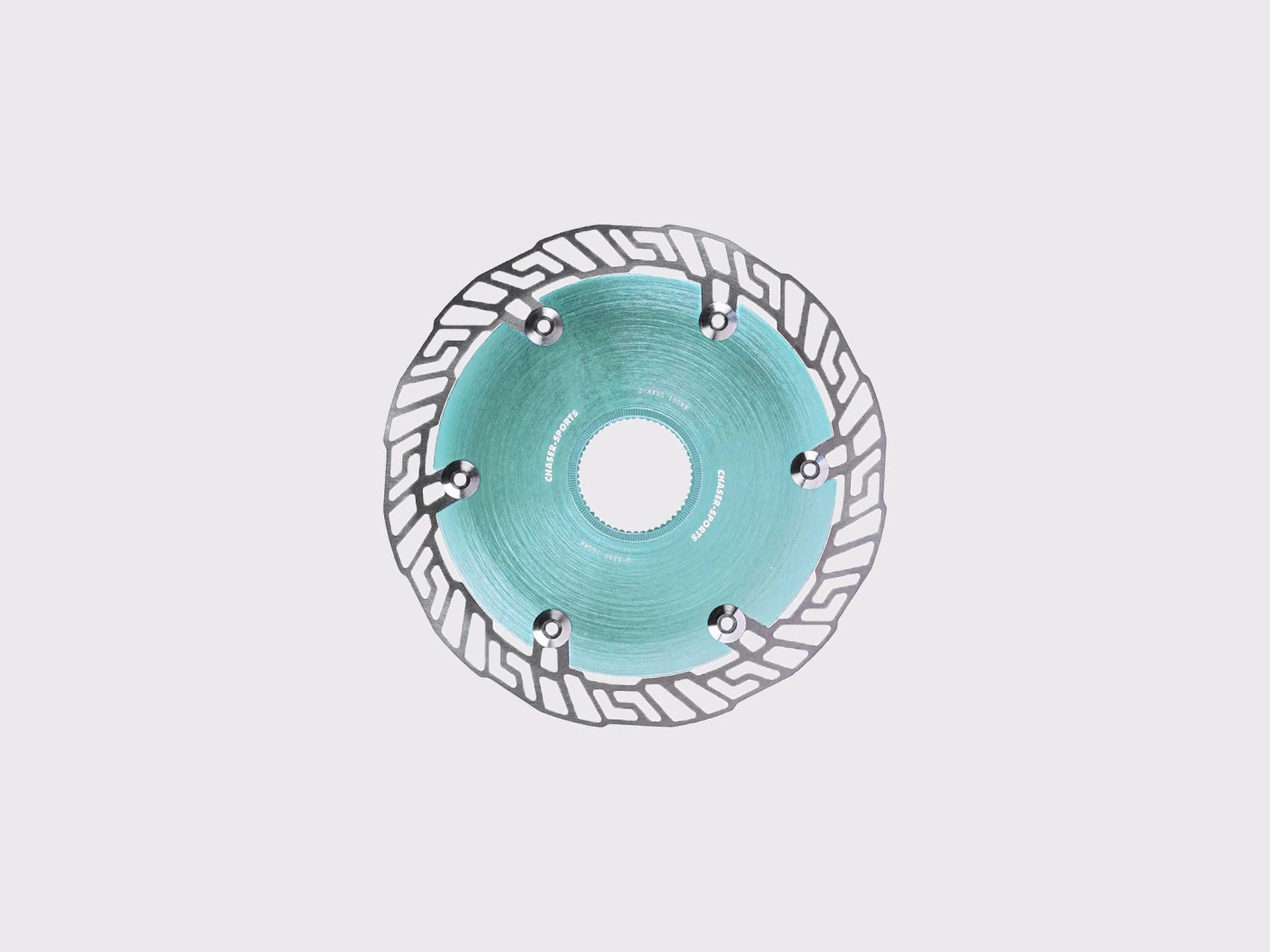 Disque de frein CHASER 0-AERO 160mm. Noyau aérodynamique en aluminium 7075 T6 céleste et piste en acier inoxydable SUS420. Interface Centerlock. (Bleu ciel)