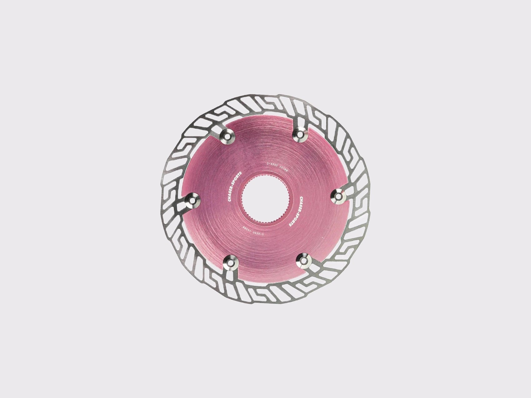 Disque de frein CHASER 0-AERO 160mm. Noyau aérodynamique en aluminium 7075 T6 rose et piste en acier inoxydable SUS420. Interface Centerlock. (Rose)