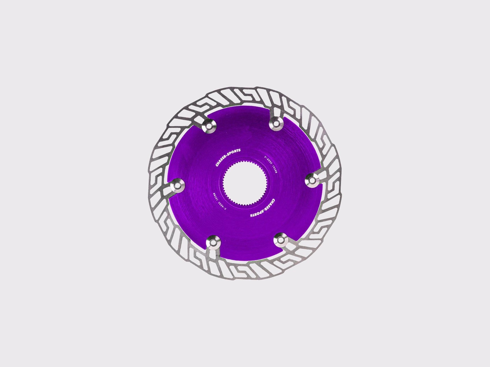 Disque de frein CHASER 0-AERO 160mm. Noyau aérodynamique en aluminium 7075 T6 violet et piste en acier inoxydable SUS420. Interface Centerlock. (Violet)