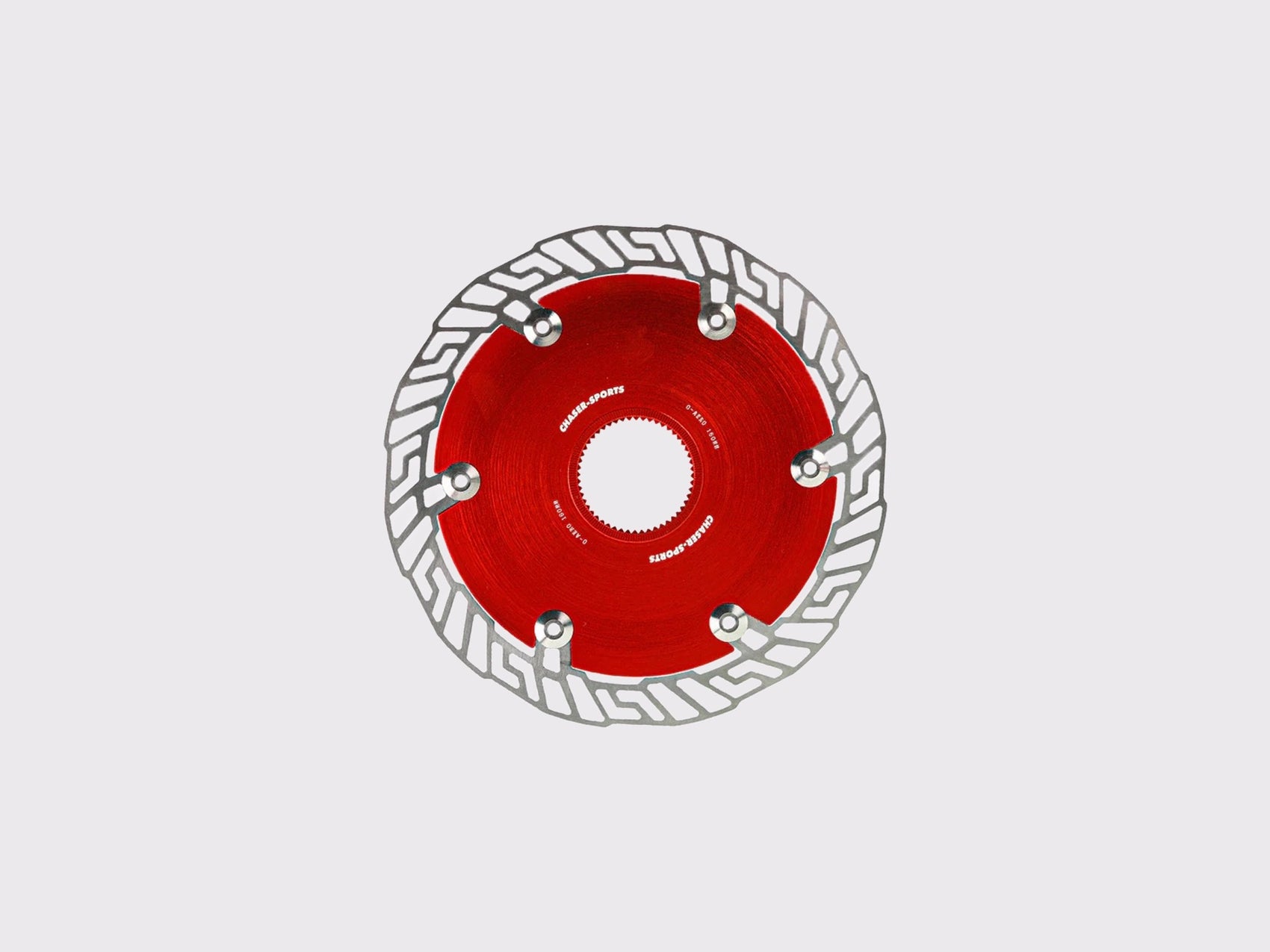 Disque de frein CHASER 0-AERO 160mm. Noyau aérodynamique en aluminium 7075 T6 rouge et piste en acier inoxydable SUS420. Interface Centerlock. (Rouge)