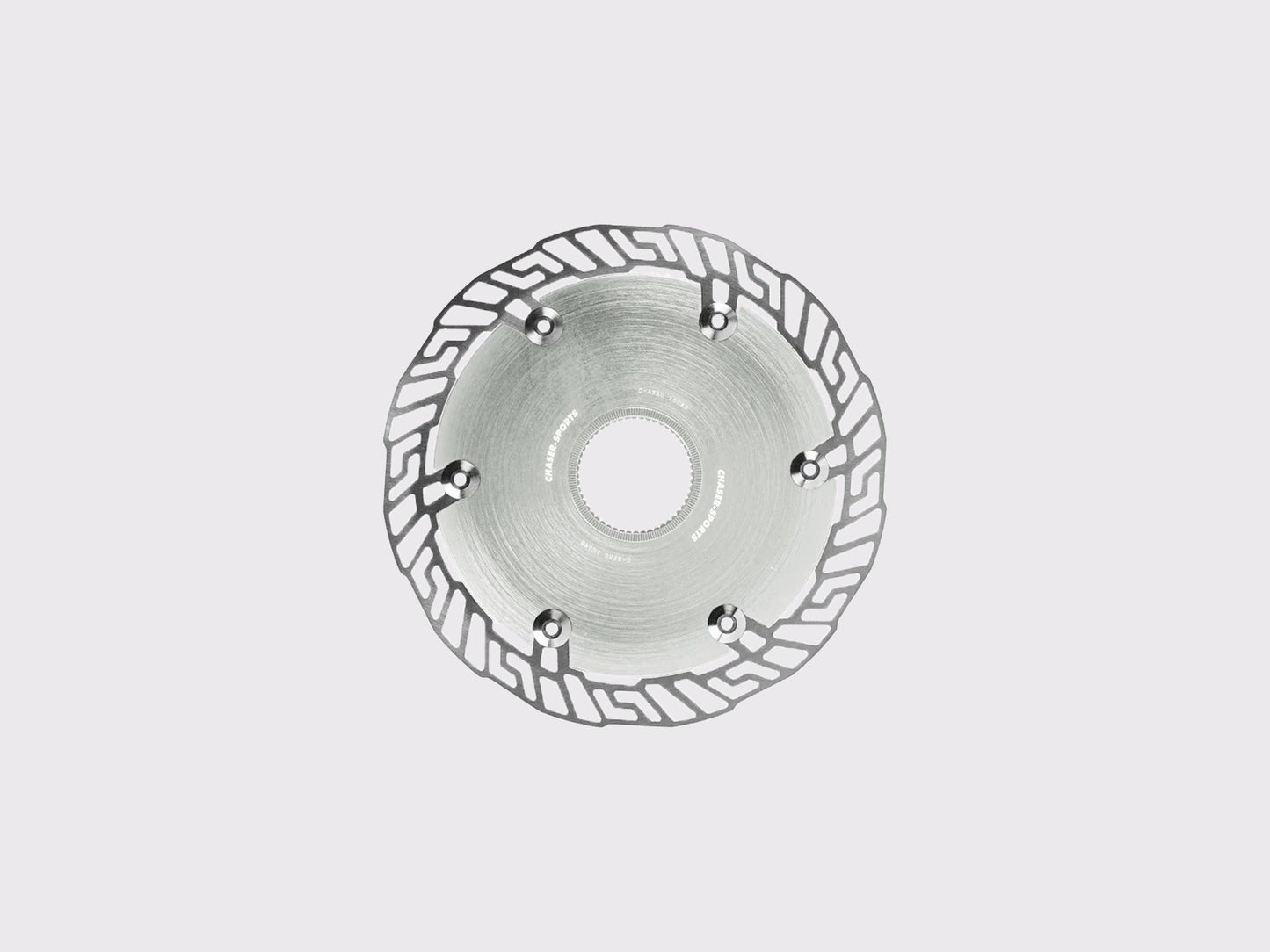 Disque de frein CHASER 0-AERO 160mm. Noyau aérodynamique en aluminium 7075 T6 argent et piste en acier inoxydable SUS420. Interface Centerlock. (Argent)