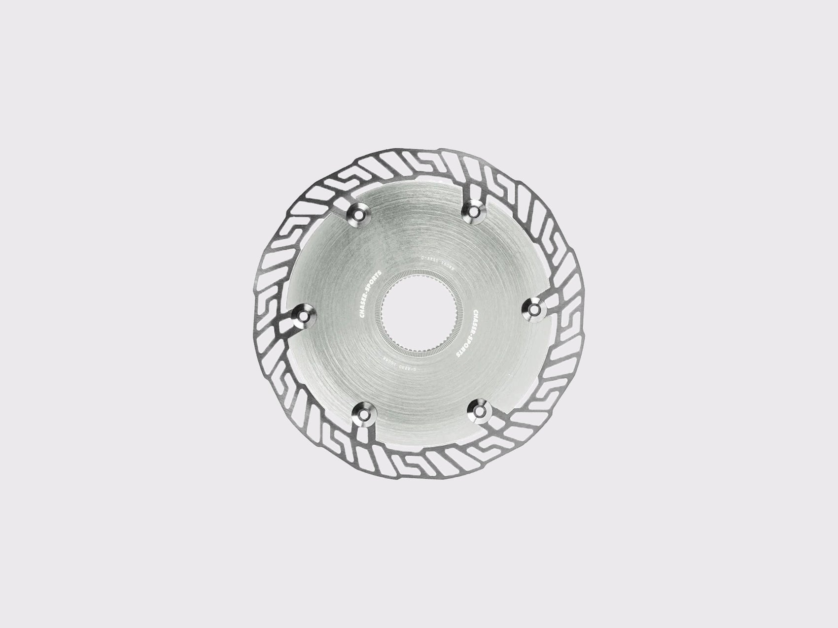 Disque de frein CHASER 0-AERO 160mm. Noyau aérodynamique en aluminium 7075 T6 argent et piste en acier inoxydable SUS420. Interface Centerlock. (Argent)