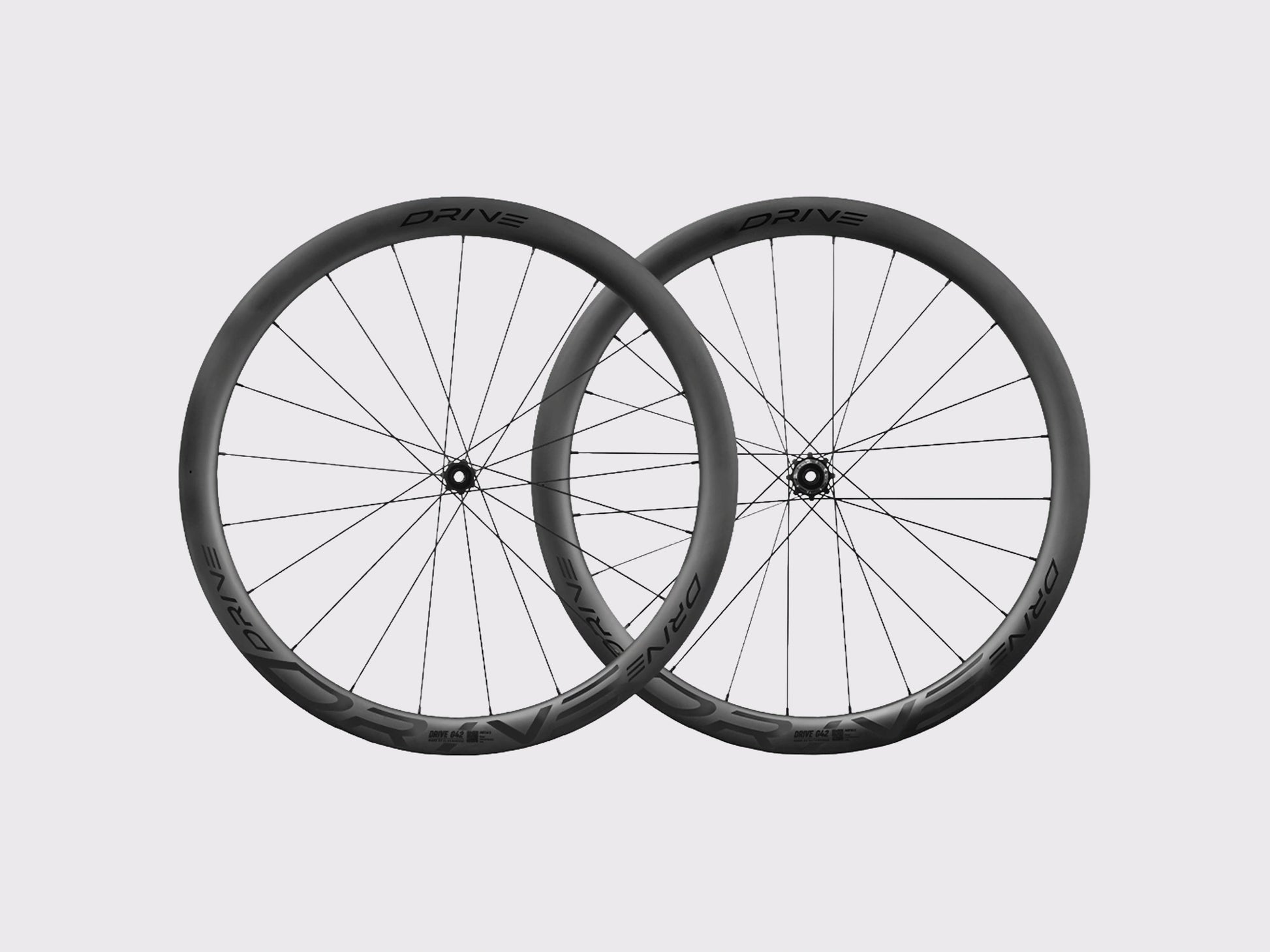 Paire de roues gravel carbone Elitewheels Drive G42 largeur interne 28 mm noires (Noir)