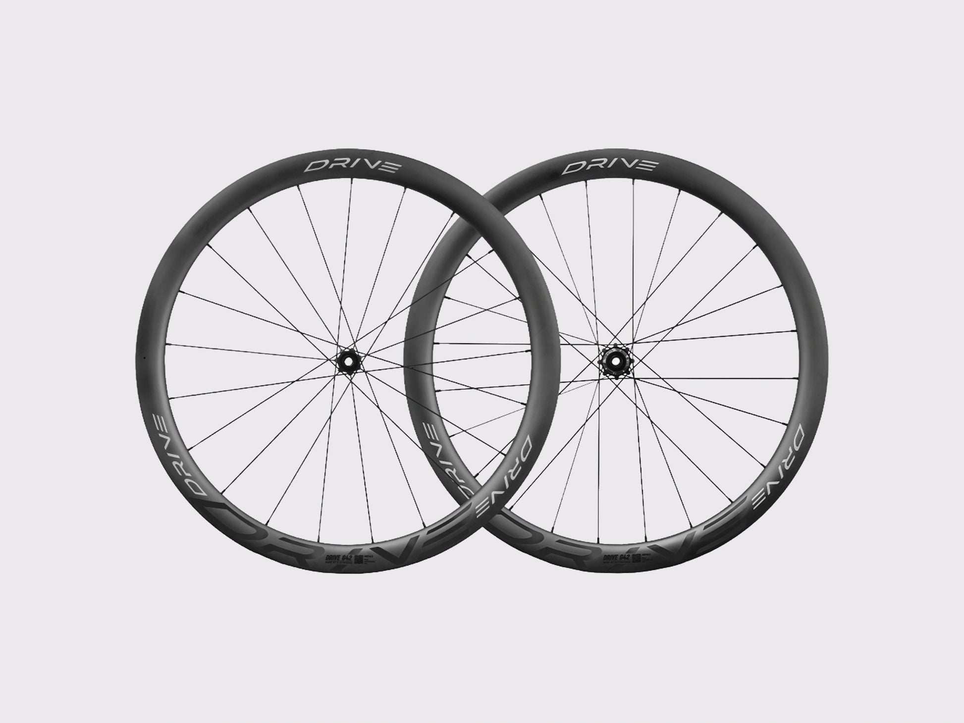 Paire de roues gravel carbone Elitewheels Drive G42 largeur interne 28 mm noires (Argent)