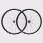 Paire de roues carbone route Elitewheels Marvel II 36D avant et arriere positionnees de face (Noir) (36 mm)