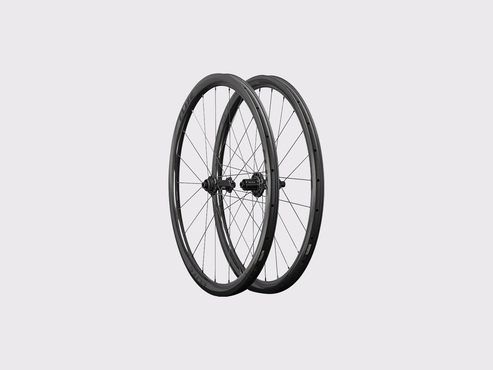 Paire de roues Elitewheels Marvel II 36D pour frein a disque axe traversant 12mm vue de trois quarts (Noir) (36 mm)
