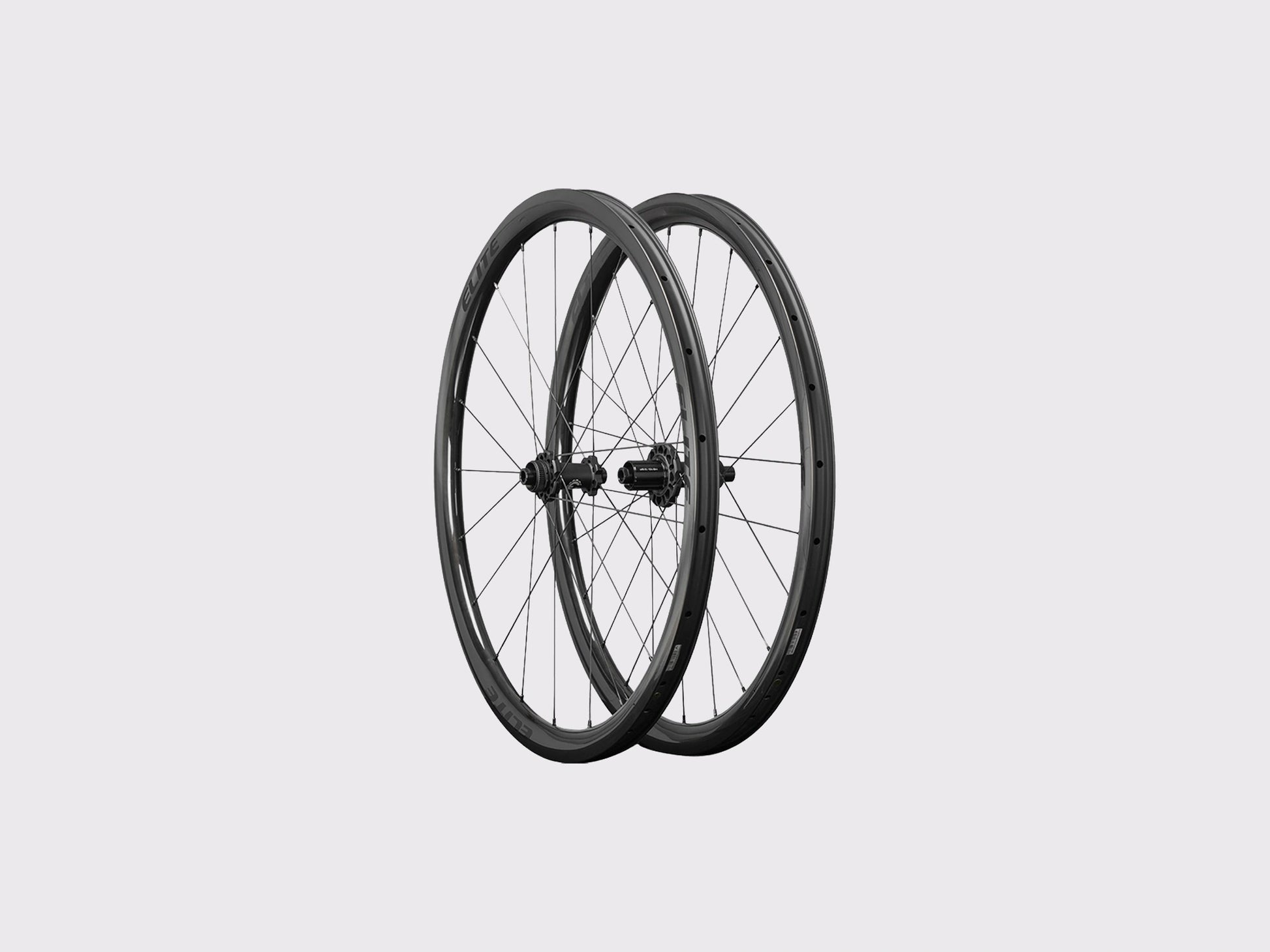 Paire de roues Elitewheels Marvel II 36D pour frein a disque axe traversant 12mm vue de trois quarts (Noir) (36 mm)