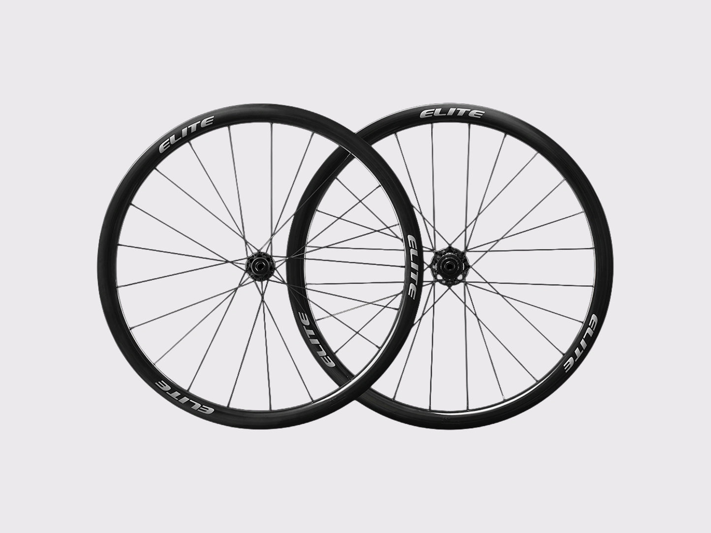 Paire de roues carbone route Elitewheels Marvel II 36D avec marquage blanc argent et axes traversants (Argent) (36 mm)