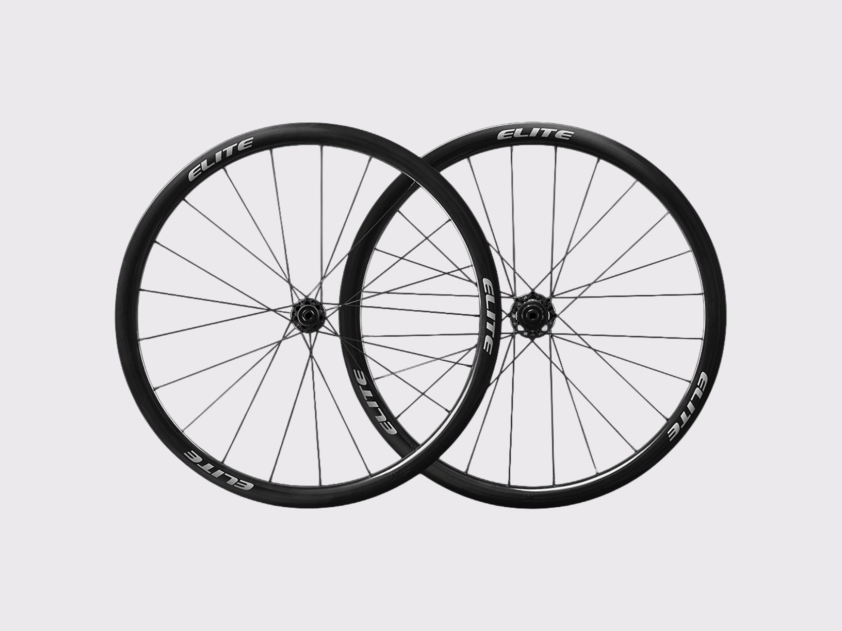 Paire de roues carbone route Elitewheels Marvel II 36D avec marquage blanc argent et axes traversants (Argent) (36 mm)
