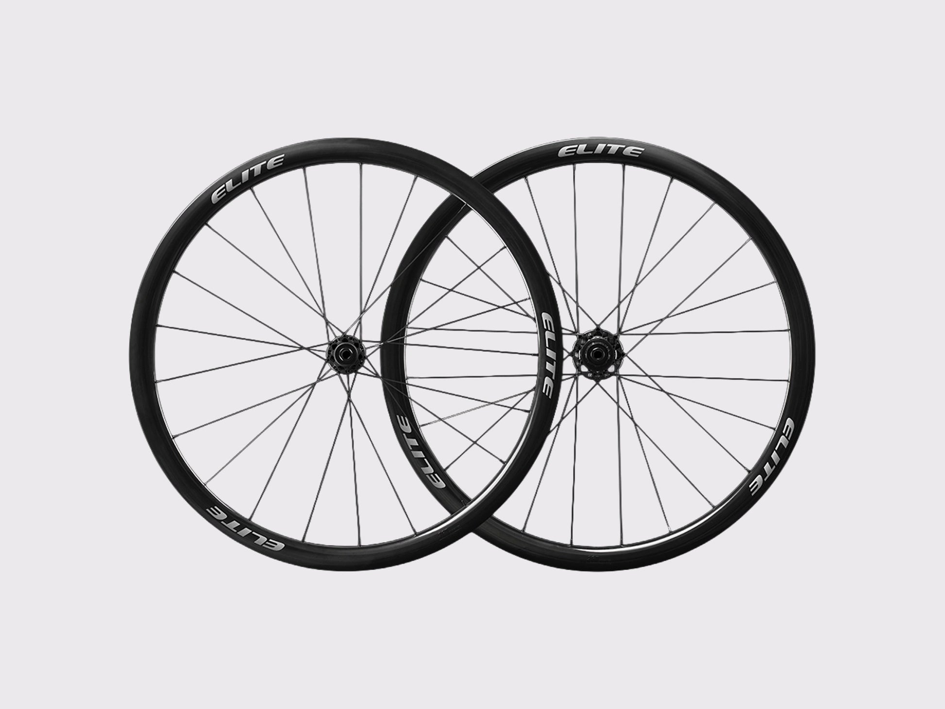 Paire de roues carbone route Elitewheels Marvel II 36D avec marquage blanc argent et axes traversants (Argent) (36 mm)