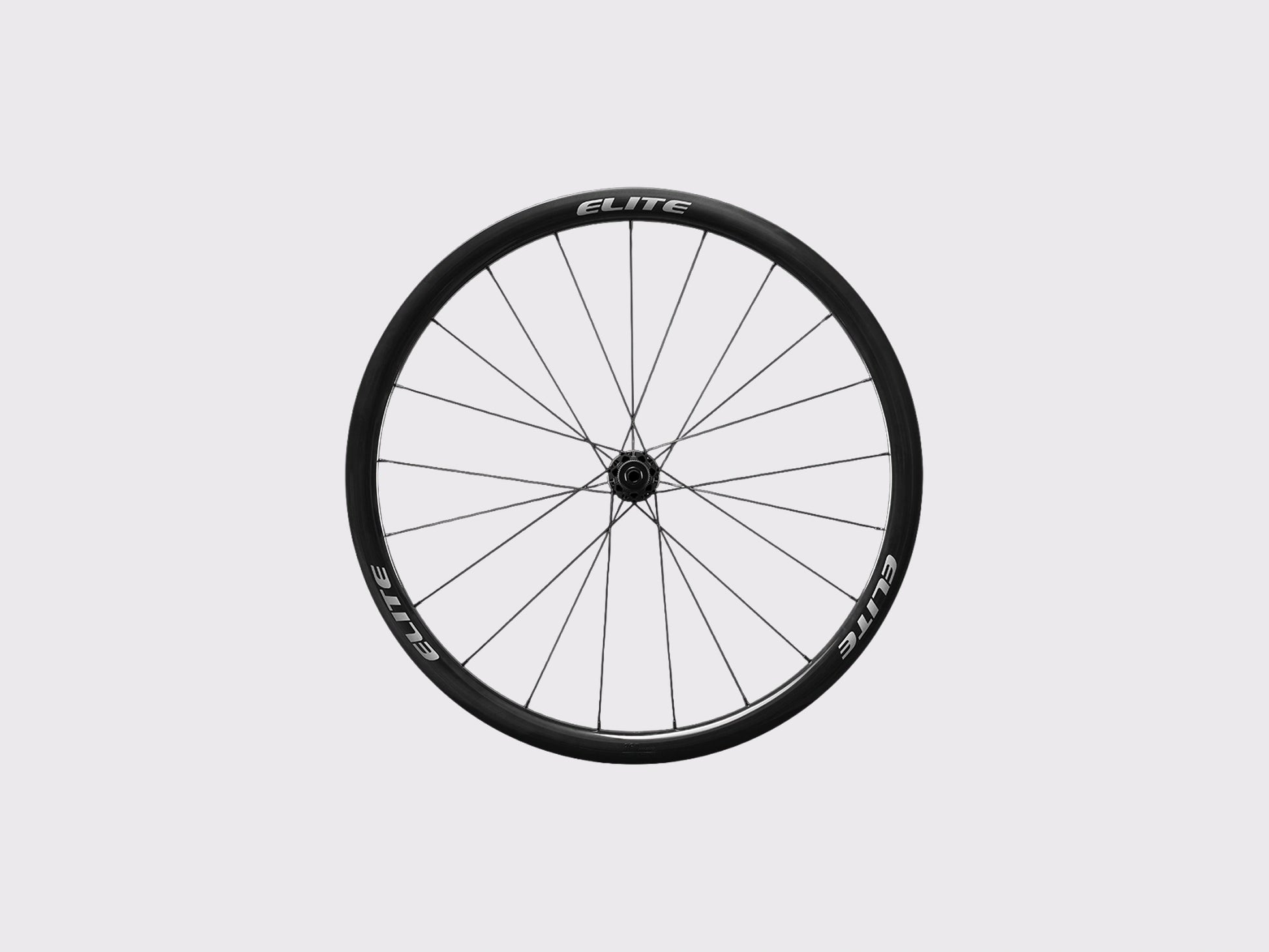 Roue avant en carbone UD Elitewheels Marvel II 36D avec logo blanc argent et rayonnage droit (Argent) (36 mm)