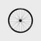 Roue arriere carbone Elitewheels Marvel II 36D de face avec marquage blanc argent et fixations de disque Center Lock (Argent) (36 mm)