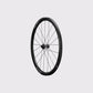 Roue de route en carbone Elitewheels Marvel II 36D vue de trois quarts mettant en avant le moyeu Motion noir (Argent) (36 mm)
