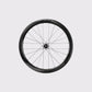 Roue de velo de route Elitewheels Marvel II 50D vue de face montrant le rayonnage 24 trous et la jante carbone (Noir) (50 mm)