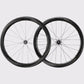 Paire de roues carbone route Elitewheels Marvel II 50D avant et arriere positionnees de face (Noir) (50 mm)