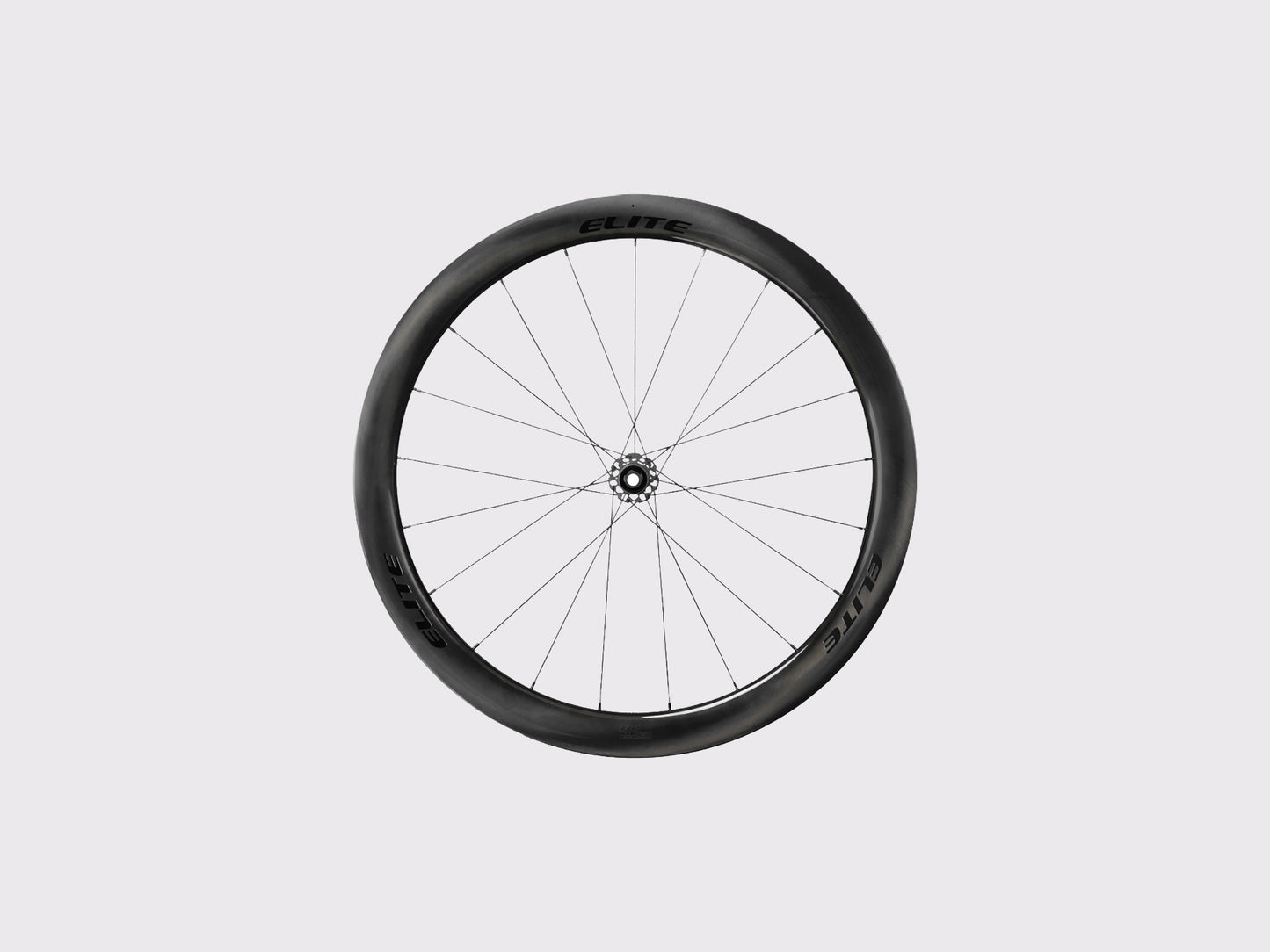 Paire de roues carbone route Elitewheels Marvel II 50D avant et arriere positionnees de face (Noir) (50 mm)