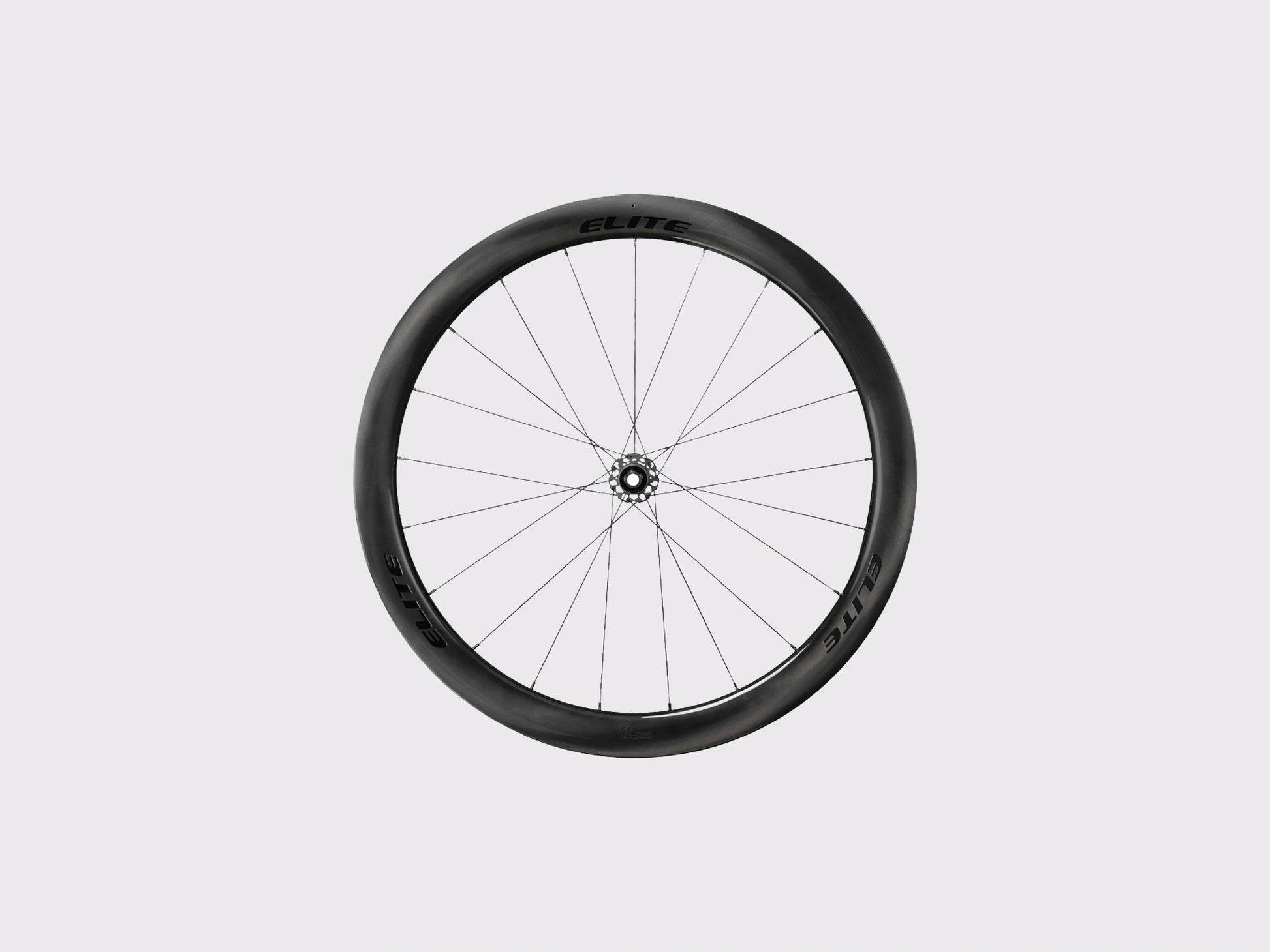 Paire de roues carbone route Elitewheels Marvel II 50D avant et arriere positionnees de face (Noir) (50 mm)