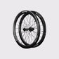 Paire de roues carbone route Elitewheels Marvel II 50D avec marquage blanc argent et axes traversants (Argent) (50 mm)