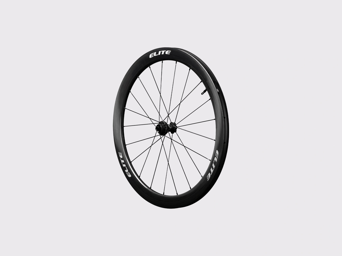 Roue avant en carbone UD Elitewheels Marvel II 50D avec logo blanc argent et rayonnage droit (Argent) (50 mm)