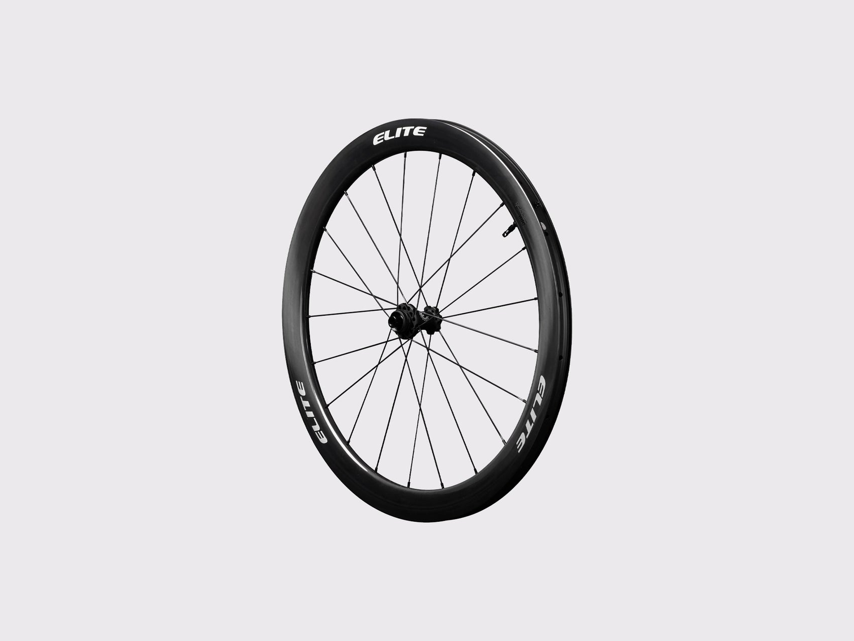 Roue avant en carbone UD Elitewheels Marvel II 50D avec logo blanc argent et rayonnage droit (Argent) (50 mm)