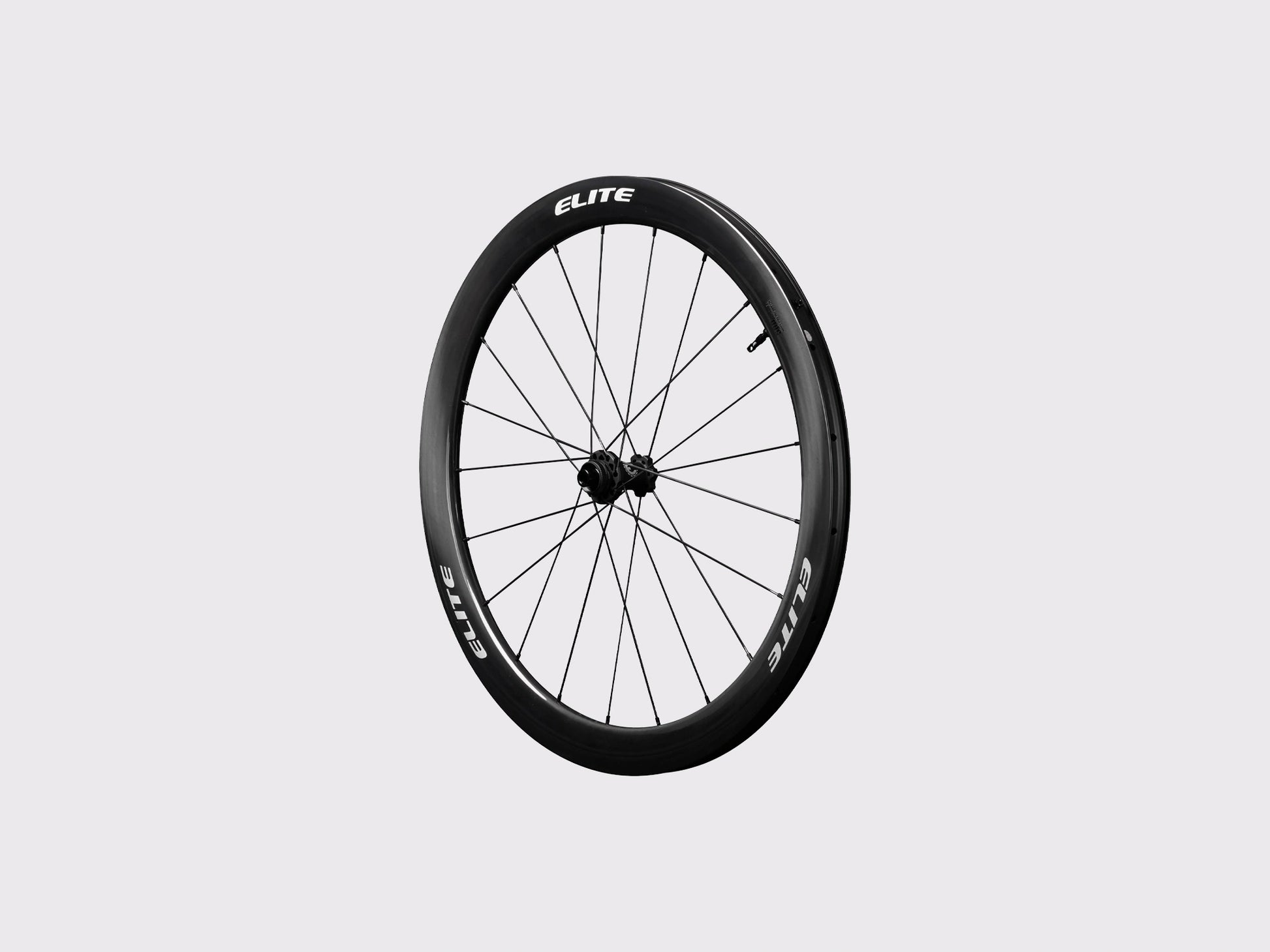 Roue avant en carbone UD Elitewheels Marvel II 50D avec logo blanc argent et rayonnage droit (Argent) (50 mm)